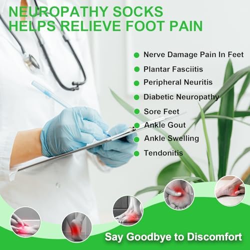 4Pairs Mixed Colors Compression Socks For Women & Men, Foot Neuropathy Socks, Nano Neuropathy Socks Dr - Sock Soothers For Neuropathy Sleep Socks, Comprex Ankle Brace Sleeves(Medium)