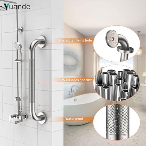 4 Pack 20 Inch Shower Grab Bar, YuanDe Brushed Nickel Bathroom Grab Bar Handle w/Anti-Slip Knurled Grip, Stainless Steel Bath Balance Bar, 1.25" Diameter Safety Hand Rail Support,Handicap Elderly