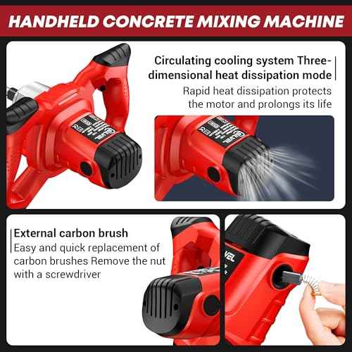 SILVEL Cement Mixer, Max 2400W Electric Concrete Mixer with 6 Adjustable Speeds, Portable Mortar Mixer, 110V Handheld Mud Mixer for Mixing Mortar, Paint, Slurry, Gypsum, Sheetrock, Feeding