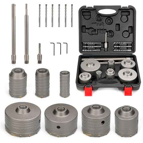 Concrete Hole Saw Kit with SDS Plus & Max Shank 20PCS, Cement Hole Saw Set for Concrete Cement Brick Stone Wall
