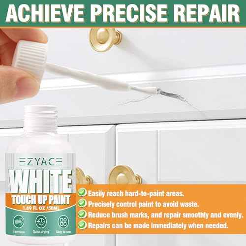 White Touch Up Paint, Multi Surface Touches Up Paints Pen 1.69 Fl Oz for Wood Floor Scratch Repair, Wall, Door, Cabinets, Wood, Furniture, Porcelain, Appliance, Cabinet Paint, Semi Gloss White