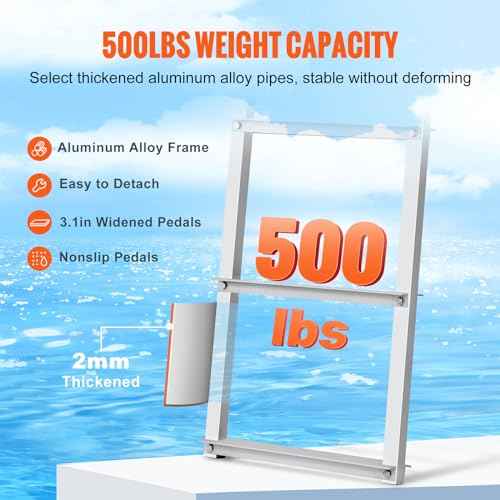 VEVOR Dock Ladder, Removable 4 Steps, 500 lbs Load Capacity, Aluminum Alloy Pontoon Boat Ladder with 3.1'' Wide Step & Nonslip Mat, Easy to Install for Ship/Lake/Pool/Marine Boarding