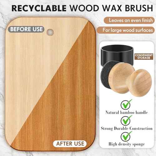 Pickmesh 2 Pcs Cutting Board Oil Wax Applicator with Lid Bamboo Oil Applicators for Wood Cutting Board Butcher Block Conditioner Sponge Brush for Wooden Spatula, Spoon, Worktops and Utensil Care