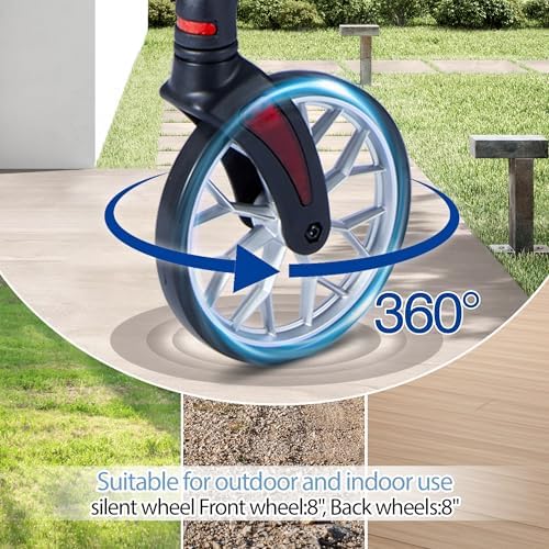 Lightweight Upright Rollator Walker All-Terrain Ultra Compact One-Click Folding with seat and Adjustable Height backrest, 300 lbs Capacity, 8" Wheels for Seniors, Adults, Includes Cane Holders