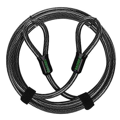 15 ft x 1/2" Heavy Duty Cut-Proof Security Cable | Flexible Vinyl-Coated Braided Steel with Looped Ends | Weatherproof Anti-Theft Locking Cable for Bikes, Gates, Kayaking & Outdoor Equipment