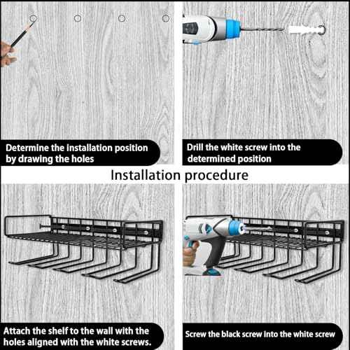 Power Tool Organizer Wall Mount, Heavy Duty 2 Layer Cordless Tool Organizer 4 Drill Organizer Wall Mount Black Shelf Power Tool Organizer Garage