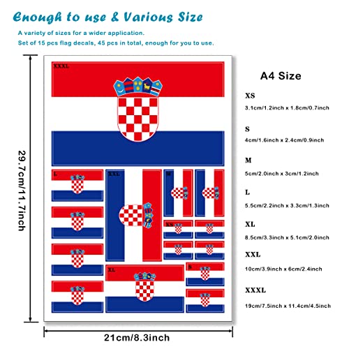 QQSD Croatia Flag Sticker Croatian Decal in Multiple Sizes, 3 Pack, 11.7 x 8.3 Inches