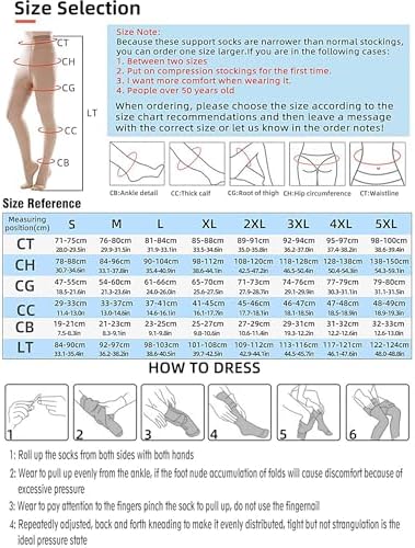ZCLIKE® Medical Compression Pantyhose Closed Toe Stockings for Women&Men 20-30mmHg All-Season Comfort Advanced Support for Varicose Veins Edema DVT Plus Size