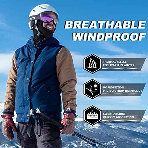 ROCKBROS Cold Weather Balaclava Ski Mask for Men Windproof Thermal Winter Scarf Mask Women Neck Warmer Hood for Cycling
