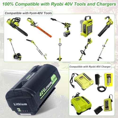 Upgrade 6000mAh Replacement for Ryobi 40V Battery, Compatible with Ryobi 40 Volt Lithium Batteries OP4050A OP4040 OP40401 OP4026 OP40601 for 40v Power Tools