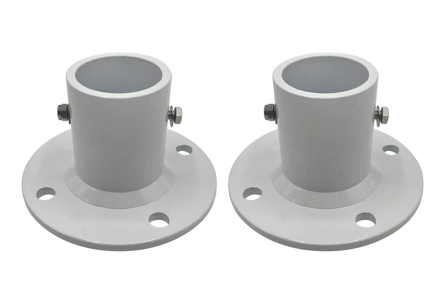 Poolzilla 2-Pack Deck Anchor Flange in White, Diameter of 1 7/8", Made of High Grade Cast Aluminum