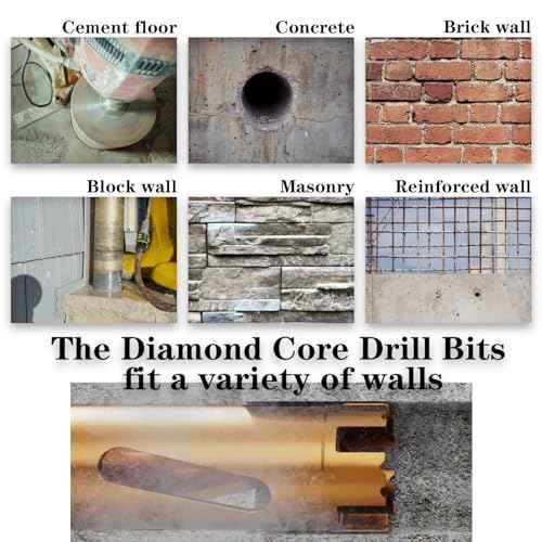 2.5" Dry Core Drill Bits for Cured Concrete with Rebar Brick Blonck Masonry etc 13in/330mm Drilling Depth£¬10mm Diamond Segment Height£¬2 Adapters
