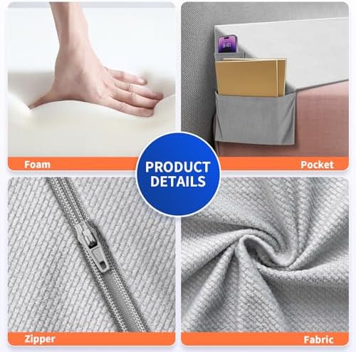 Full Size Pillow Wedge for Headboard Bed Wedge Pillow Gap Filller (0-8") High Density Foam Wedge Stoppers Triangle Foam Pillow Wedge Between Headboard Mattress