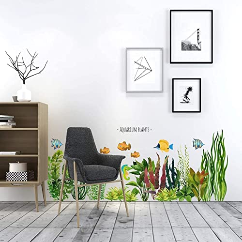 Green Fresh Plant Wall Stickers DIY Ocean Coral Reef and Seaweed for Home Bedroom Bathroom Classroom Decorations