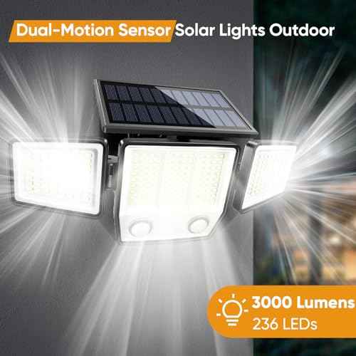 Solar Motion Sensor Outdoor Lights Waterproof - 3000LM 3 Modes Security Lights Outdoor 270¡Æ Illumination IP65 LED Solar Flood Wall Light for Garden Yard Patio Pathway (Modern, 3)