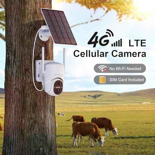 4G LTE Cellular Security Camera No Internet Needed, No wifi Security Camera Outdoor wireless, Wireless Security Camera Outdoor with SIM Card, 360 PTZ, Human Sensor, SD/cloud, 2-way Talk, IP66