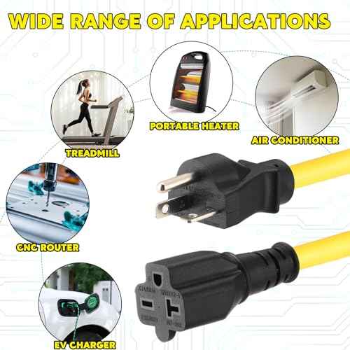 40 FT NEMA 6-20 Extension Cord, NEMA 6-20P Male Plug to 6-20R/6-15R Female Receptacle, 20 Amp T-Blade Outlet Extension Power Cord with Waterproof Sockets, Heavy Duty 12/3 AWG, 250V, 5000W
