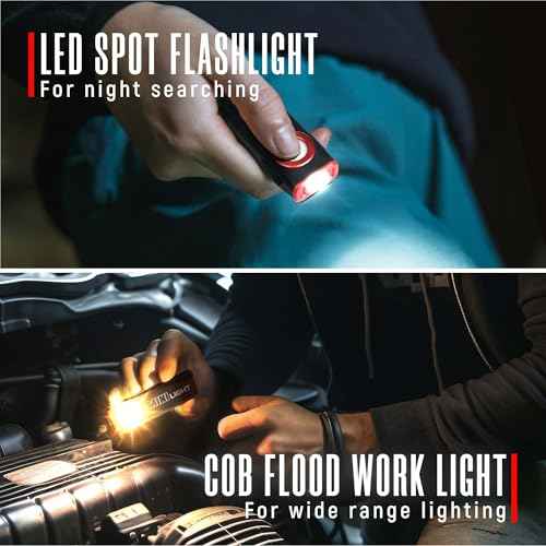 lexall 2 Pack Flashlight, 1600 Lumens Mini Magnetic Flat EDC Flashlight with Clip, 3 Modes Portable Ultra-Light Bright Waterproof Pocket Light for Working, Camping, Repairing, Emergencies