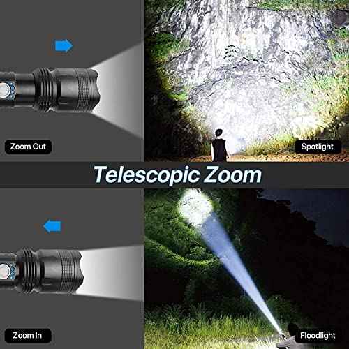 Rechargeable Flashlights High Lumens, 90000 Lumens Super Bright LED Flash Light, 5 Modes, IPX5 Waterproof Handheld Flash Light for Home, Emergencies, Camping