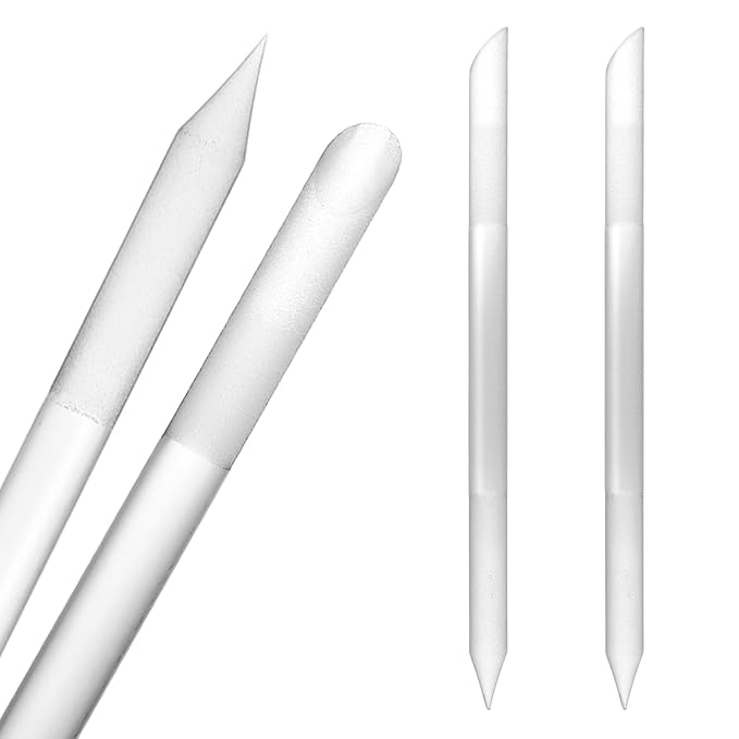 Glass Cuticle Pusher Set of 2, Dual-Ended Manicure Stick, Cuticles Remover Tool, Crystal Cuticle Pusher Glass File Long-Lasting and Double-Sided Reusable Glasses Stick for Nails and Cuticles