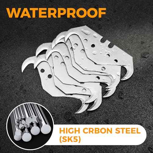 100PCS Utility Hook Blades, SK5 Carbon Steel Super Big Hook Trimming Blades, Safety Horn Knife Blade for Wallpaper, Cutting Carpets, Roofing, Industry Materials