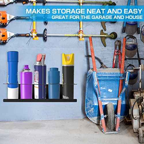 RealPlus Aerosol Spray Can Holder Rack Organizer, 5 Can Spray Bottle Holder Heavy-Duty Steel Wall Mounted for Garage and Workspace, Pack of 2