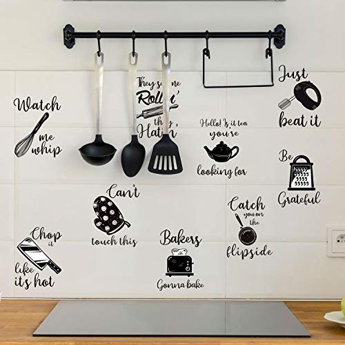 Kitchen Quotes Wall Stickers Lettering Wall Decal Kitchenware with Sayings Decoration for Kitchen Dining Baking Room Restaurant Decoration