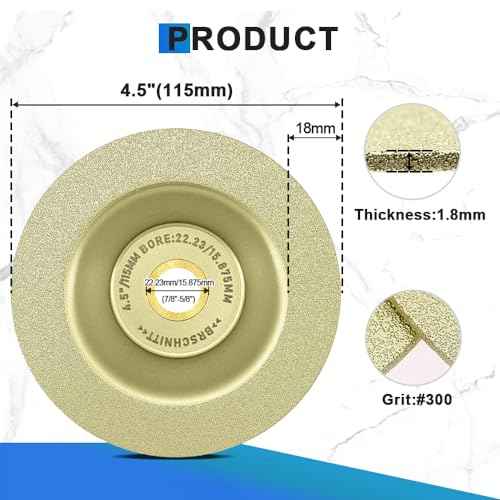 Diamond Grinding Cup Wheel 4-1/2 Inch - 115mm Diamond Cutting Disc for Dekton Porcelain Tile Ceramic Granite Marble Grinding Disc Fits 7/8-5/8 Inch Arbor 2pcs