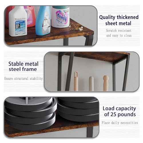 Wall-mounted broom and mop storage rack, equipped with mop, broom hanger and grab hooks for cleaning supplies, suitable for kitchens, laundry rooms, garages, utility rooms, closets, etc.