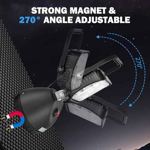 SMA 15W LED Work Light Base Strong Magnet Aluminum Alloy 2000LM IP65 Waterproof Dustproof Portable Handle Floodlight Suitable for Repair Shop Garage Construction Site (White Light)