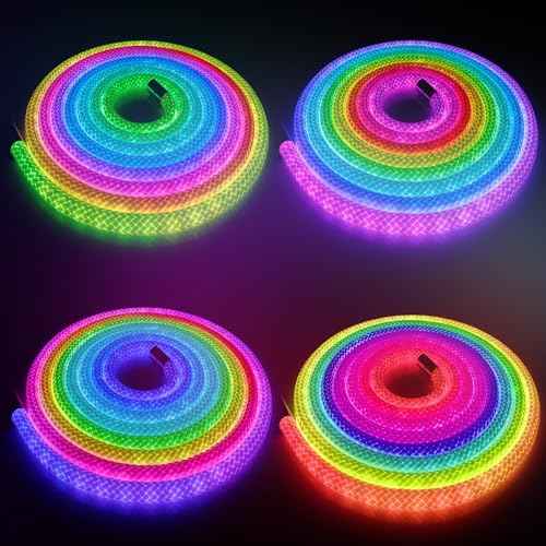 maylit 360 Degree Luminous Reticulate Weave Rope Lights, 25ft Addressable ICRGB LED Strip Lights, Music Sync, DIY Design, USB Powered Flexible LED Lights for Gaming Room Living Bedroom Wall Decor