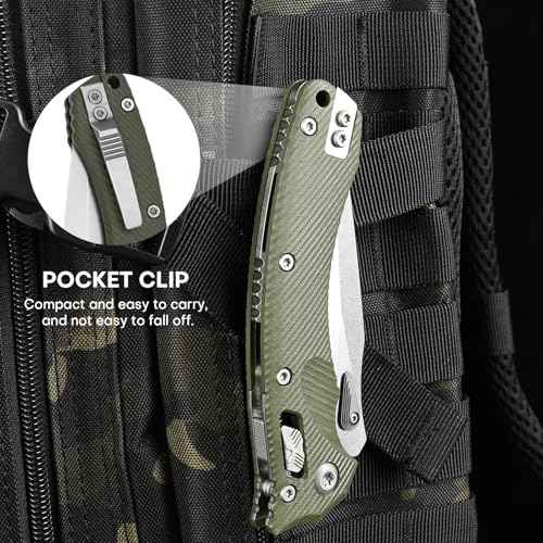 Folding Pocket Knife for Men, M390 3.7" Blade with G10 Handle and Crossbar Lock, EDC Knife for Camping, Hiking, and Outdoor Everyday Carry (Green)