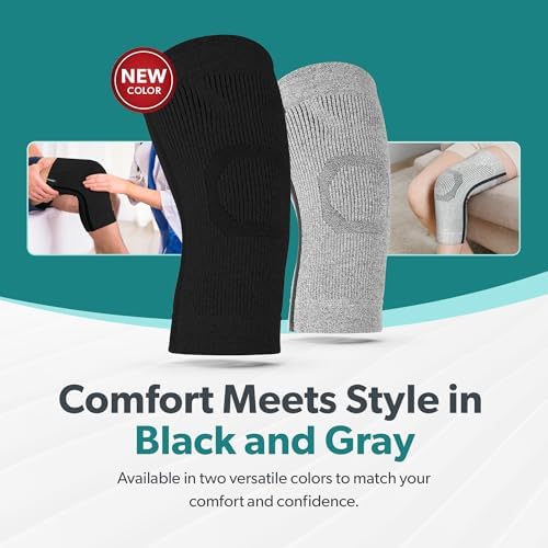 BraceAbility Knee Compression Sleeve - Knit Knee Pain Brace for Men and Women, Arthritis Relief, Meniscus Tear, Running, Workout, Sports, Swelling, Athletic Support for Joint Stability (XS/S Gray)