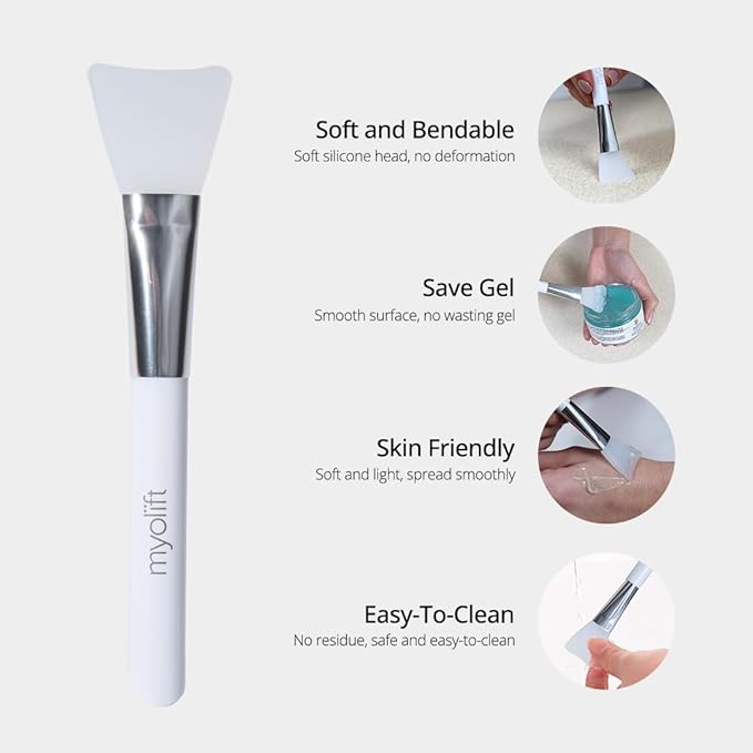 MyoLift 7eWellness Applicator Silicon Brush - Mask applicator brush for Facial Skincare, Reusable brush for the Anti Aging mask, Soft & Durable Face Mask Applicator for gels, DIY masks, easy-to-clean