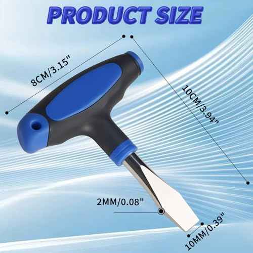 10mm T Handle Flat Head Screwdriver with Ergonomic Handle Short Flathead Screwdriver for Slotted Screws, Used on Quick Release Plate Camera and Tripod Monopod
