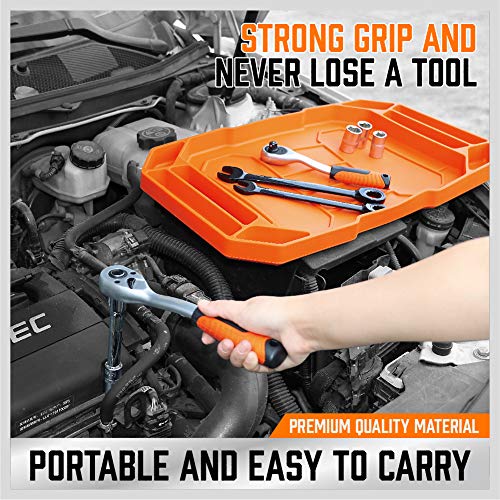 HORUSDY 3-Piece Parts Tray Set, Large Non-Slip Flexible Tool Tray | Tool Organizer Holder for Storage Organizer Screw, Bolts, Washers, Nuts and Small Tools | Tool Storage Gift for Men