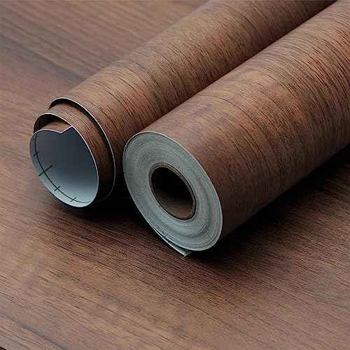 Large Walnut Wood Contact Paper 48x118 inch Peel and Stick Wood Grain Wallpaper Self-Adhesive Wooden Look Decorative Wallpaper Removable Countertop Vinyl Wrap for Drawer Liner Cabinets Walls