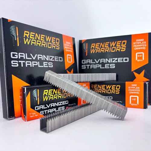 T50 Galvanized Staples - Heavy Duty 3/8" Crown, 3/8" Inch Leg Length - Fits All T50 Staple Guns - Forged in Fire & Ice, Rust Resistant - 2000 Count Pack