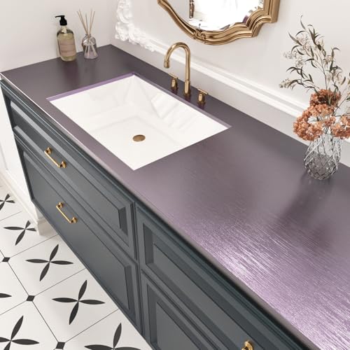 Wallercity Gradient Purple Stainless Steel Contact Paper for Kitchen Backsplash Waterproof Fridge Vinyl Wraps Metal Brushed Wallpaper for Dishwasher Metallic Wall Paper for Appliances 15.8''x78.7''