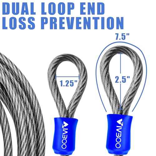 1/2Inch Heavy-Duty Security Cable Lock with Loops 4FT/6FT/8FT/10FT Bike Lock Cable Steel Cable Chain Locks for Outside