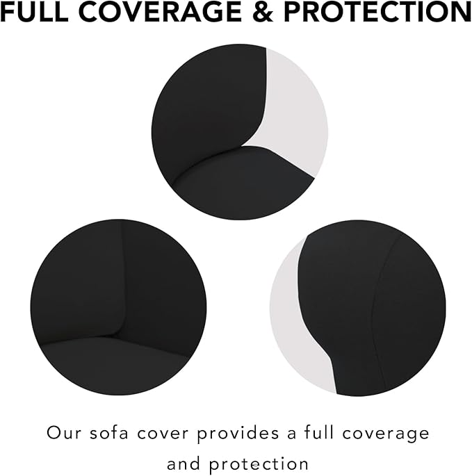 PureFit Super Stretch Sofa Slipcover – Spandex Non Slip Soft Couch Sofa Cover, Washable Furniture Protector with Non Skid Foam and Elastic Bottom for Kids, Pets (Oversized Loveseat, Black)