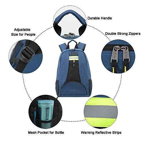 QEES Heavy Duty Tool Backpack, 1680D Oxford Cloth, Electrician's Bag With Durable Handles & Straps
