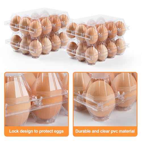160 Pack Egg Cartons Cheap Bulk 12 Count Clear Empty Egg Cartons for Chicken Eggs 3x4 Grids, Reusable Egg Holder Egg Trays for Family, Chicken Farm, Markets Display - Egg Containers for Fresh Eggs