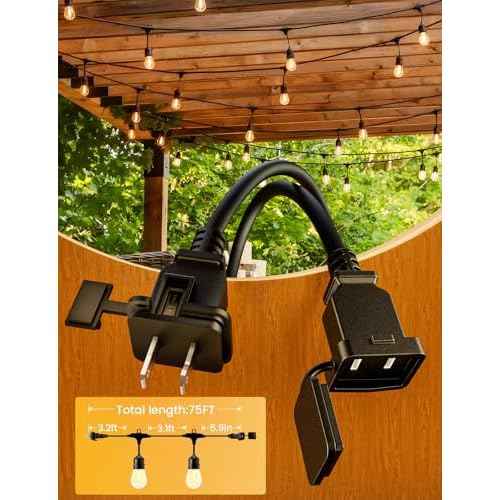 Svater Outdoor Led String Lights 75 FT, Patio Lights for Outside with 26pcs S14 Shatterproof Bulbs, IP65 Waterproof Commercial Grade Market Light, 1 Watt E26 Dimmable 2700K Warm White