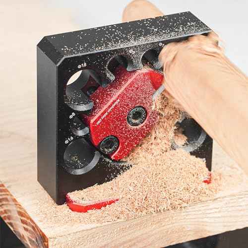 Dowel Maker Jig Kit Imperial 5/16 3/8 7/16 1/2 9/16 5/8 11/16 3/4in Adjustable 8 Holes Carbide Inserts Dowel Maker Jig Tool Woodworking Round Rod Auxiliary Tool for Electric Drill
