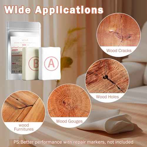 SEISSO Wood Filler, A/B Epoxy Wood Putty for Door Frame Repair, Quickly Repair for any Defective Wooden Furniture - Wodd Cracks, Holes, Gouges, Paintable & Stainable (200g/7.05 Oz)