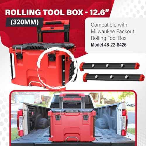 Threaded Replacement Packout Rails 12.6" (320mm) Compatible with Milwaukee Packout Rolling Tool Box 48-22-8426- Heavy Duty Aluminum Rails - Fits Packout Accessories - Black