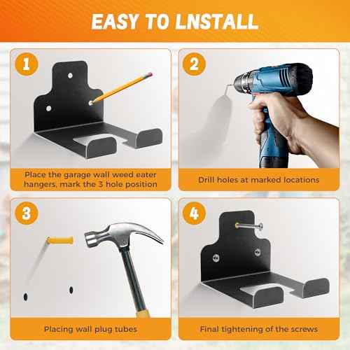 Garage Organizer, Garden Power Tool Hanger, Trimmer Rack, Weed Whackers Holder Wall Mounted, for Grass Trimmer, Hedge Trimmer, Garage Trimmer, Garden Tools (2 Pack)