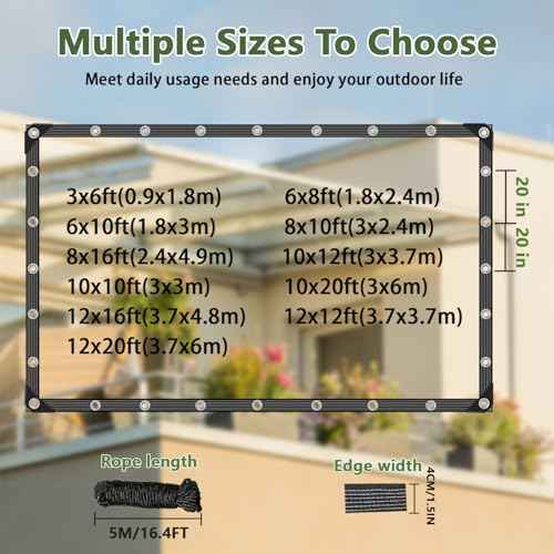 Clear Tarp 6x10 ft -Heavy Duty 14Mil Waterproof PVC Vinyl Tarpaulin with Reinforced Edges & Aluminum Alloy Grommets,Transparent Cover for Patio,Porch,Pool,RV,Outdoor Use