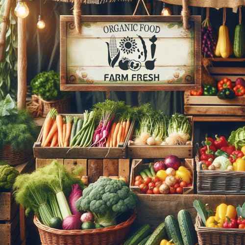 Farm Fresh Stencil Set 6-Pack 10x10 Inch Reusable Farmhouse Templates for Painting Rustic Signs Wood Crafts and Country DIY Decor